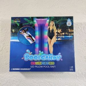 Pool Candy Illuminated LED Pillow Pool Raft, New In Box, 73 In Ages 6+